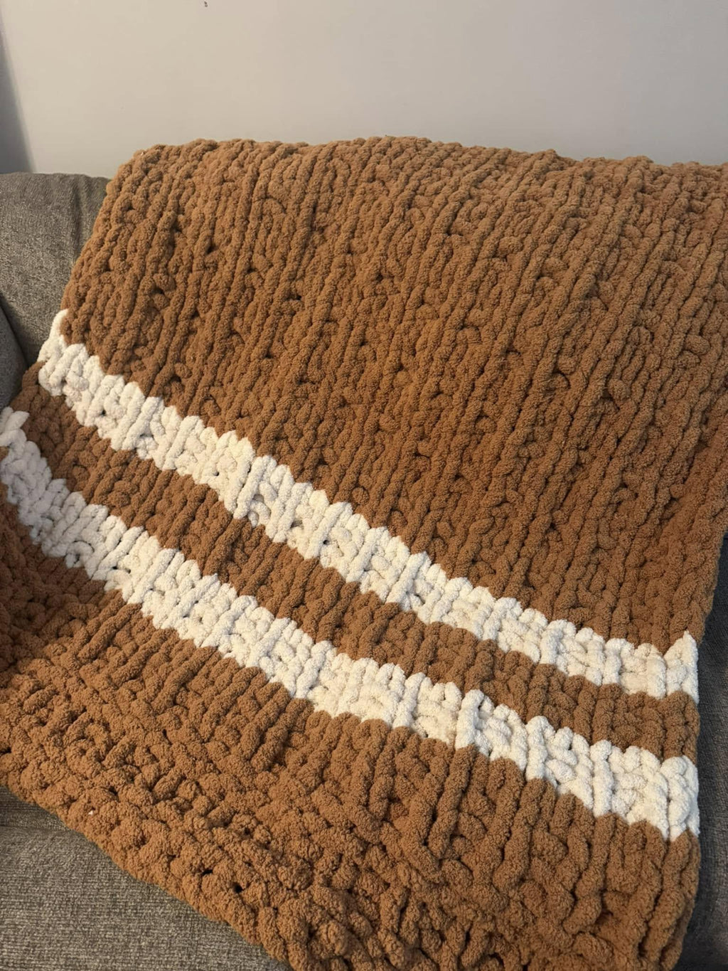Hand Knit Chunky Throw with Hurdle Stitch