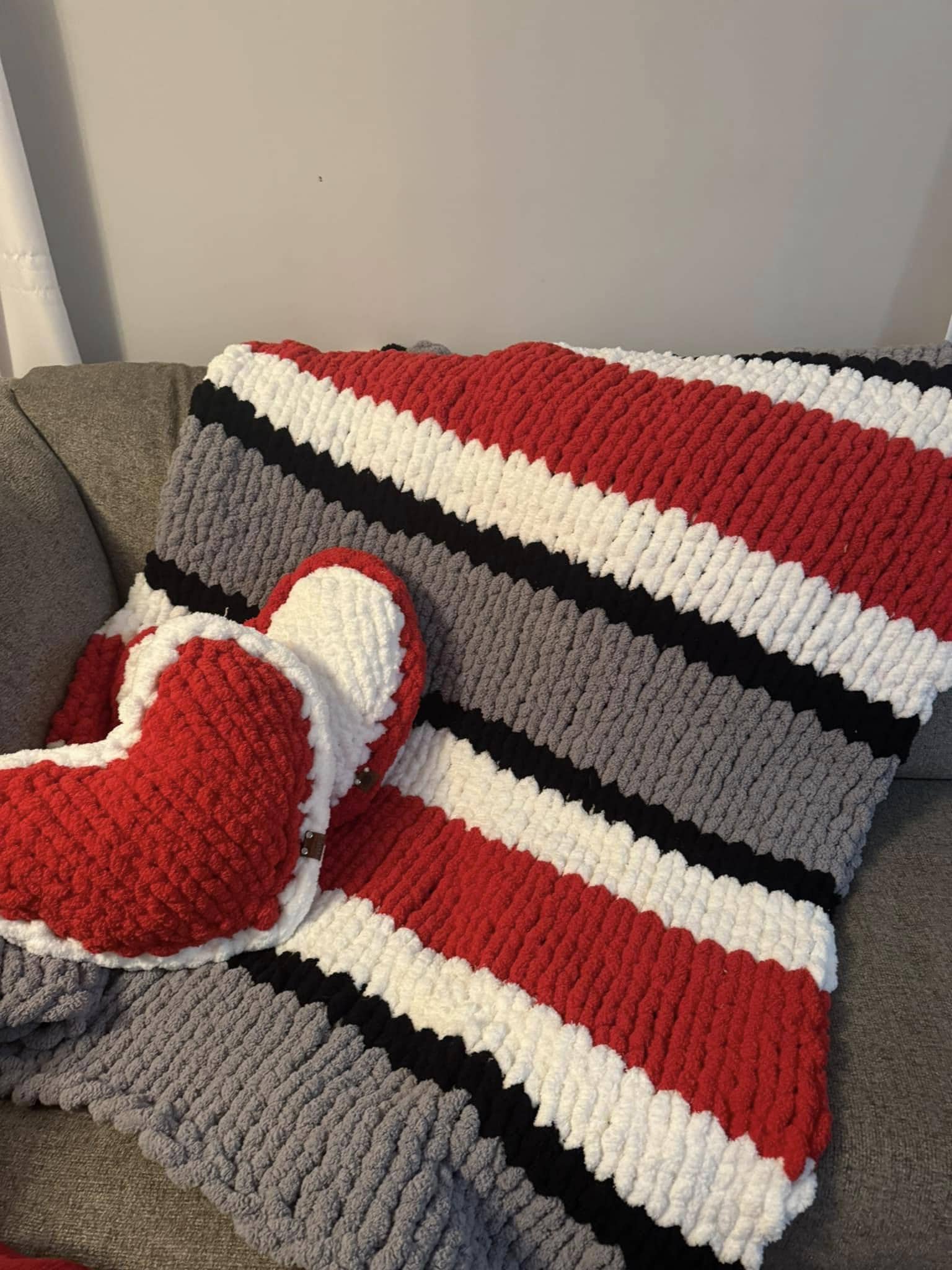 Hand Knit Chunky Throw with Hurdle Stitch