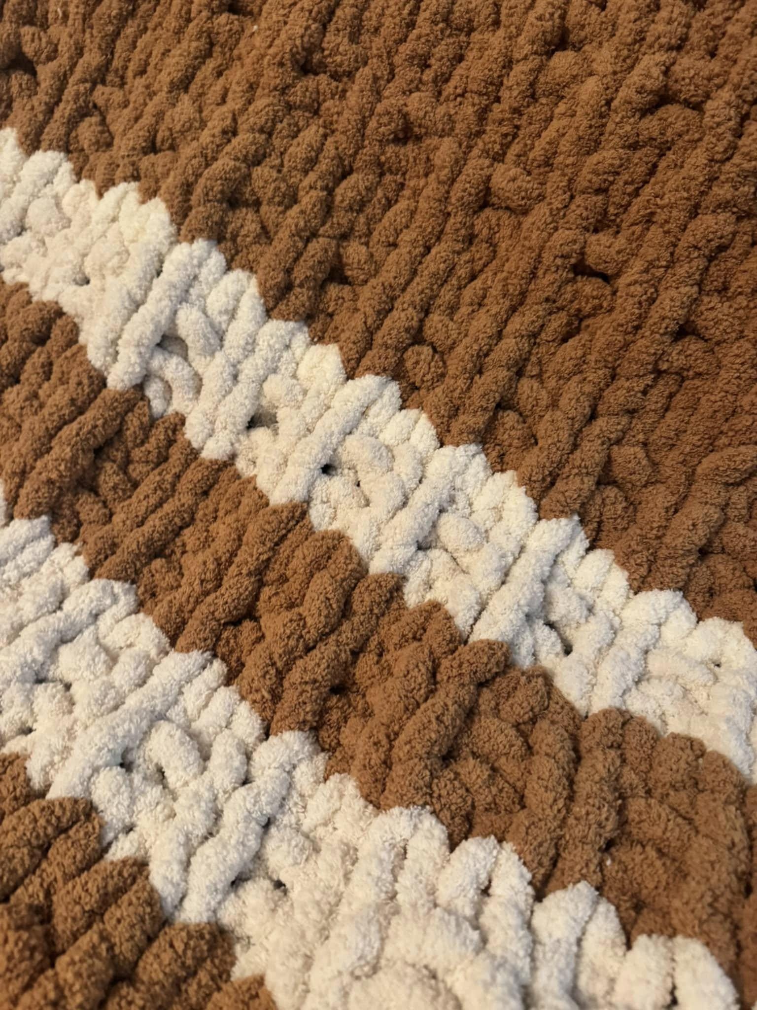 Hand Knit Chunky Throw with Hurdle Stitch